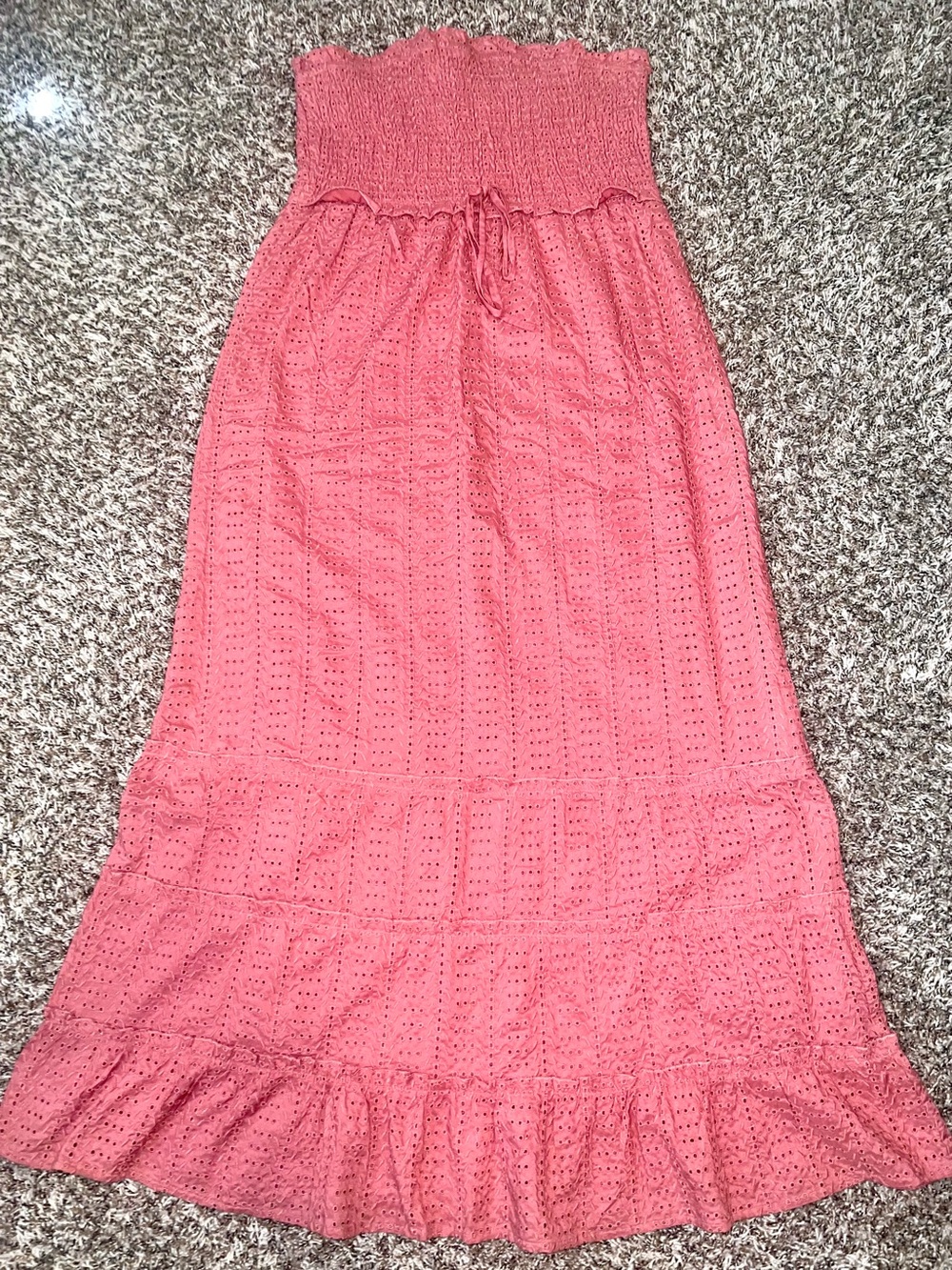 Stunning Coral Eyelet Maxi Dress